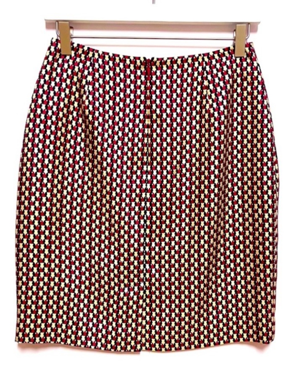 Ann Taylor 100% Silk Pencil Skirt Size 2 Geometric Print Career Office Siren - Picture 4 of 9